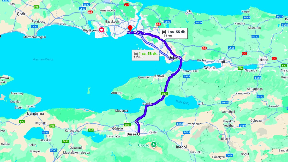 Bursa ile İstanbul Arası Kaç KM? Kaç Saat? Bursa/İstanbul Mesafe Bilgisi!