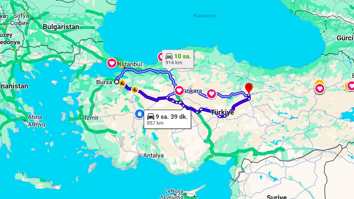 Bursa ile Sivas Arası Kaç KM? Kaç Saat? Bursa/Sivas Mesafe Bilgisi!