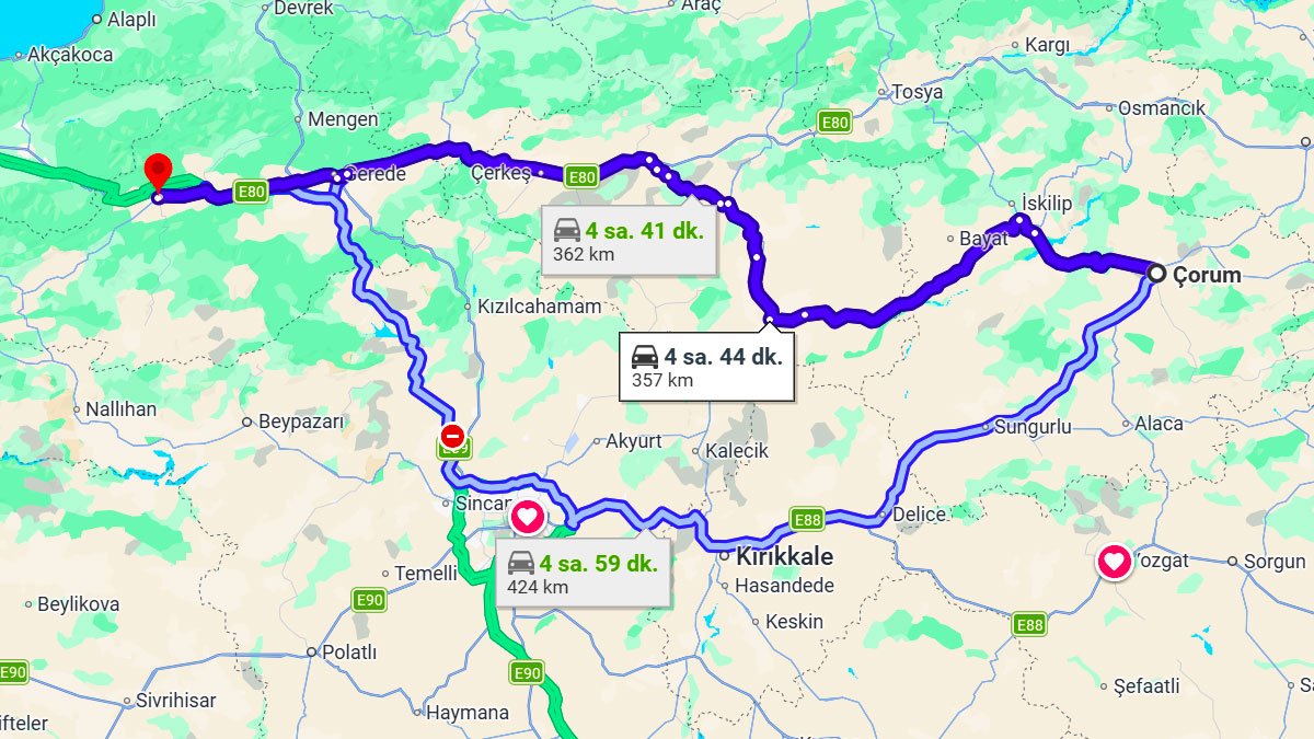 Çorum ile Bolu Arası Kaç KM? Kaç Saat? Çorum/Bolu Mesafe Bilgisi!