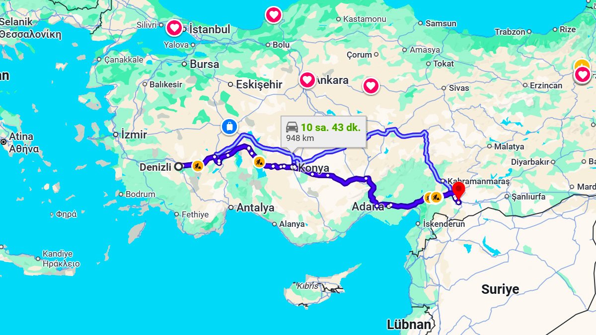 Denizli ile Gaziantep Arası Kaç KM? Kaç Saat? Denizli/Gaziantep Mesafe Bilgisi!