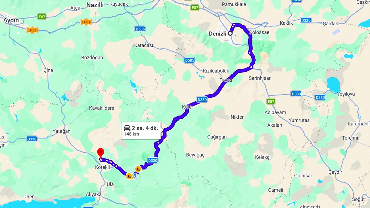 Denizli ile Muğla Arası Kaç KM? Kaç Saat? Denizli/Muğla Mesafe Bilgisi!
