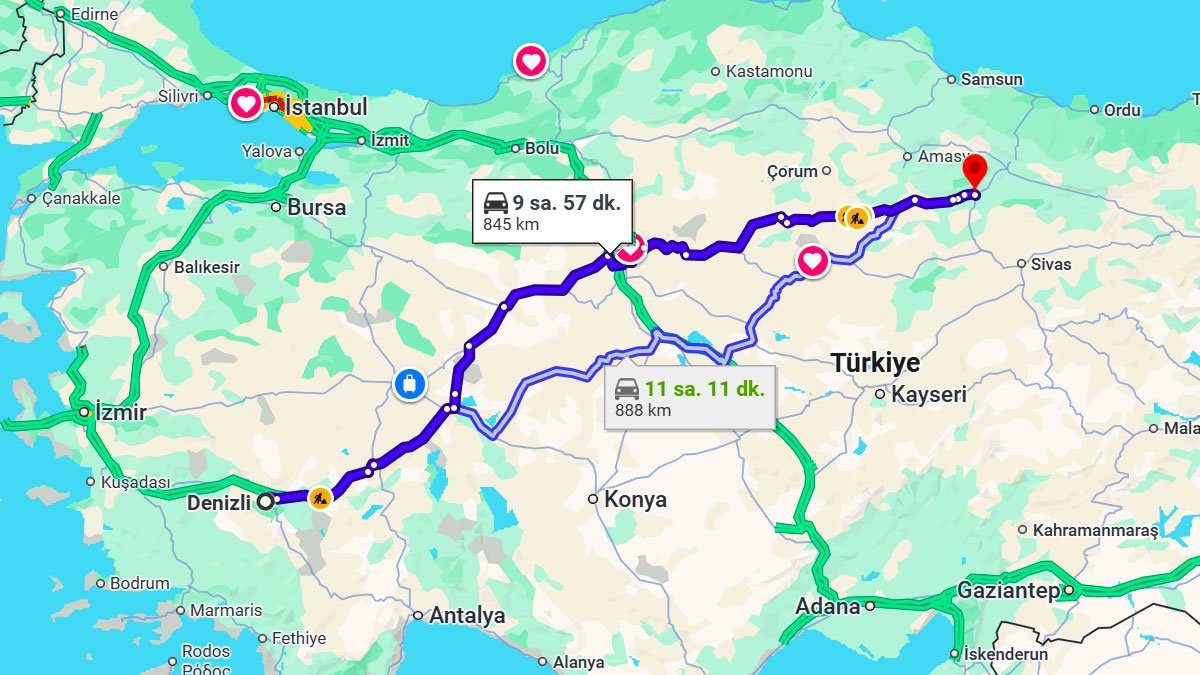 Denizli ile Tokat Arası Kaç KM? Kaç Saat? Denizli/Tokat Mesafe Bilgisi!