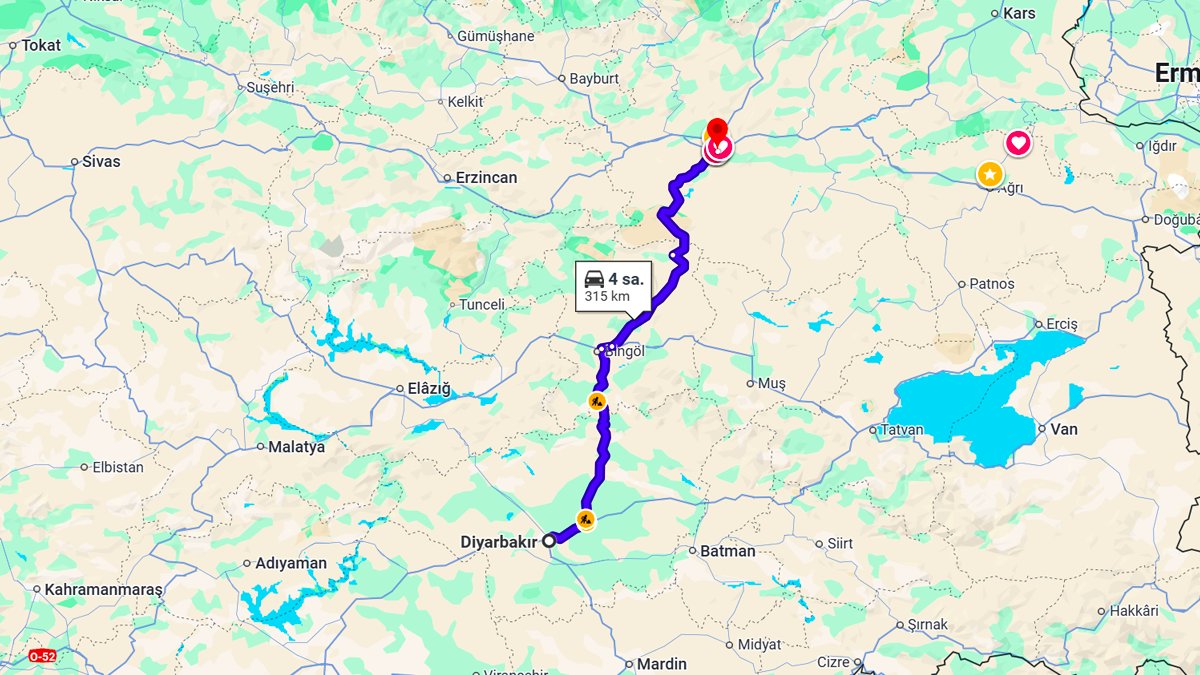 Diyarbakır ile Erzurum Arası Kaç Km? Kaç Saat? Diyarbakır/Erzurum Mesafe Bilgisi!
