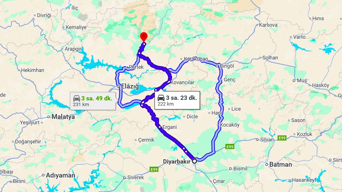 Diyarbakır ile Tunceli Arası Kaç Km? Kaç Saat? Diyarbakır/Tunceli Mesafe Bilgisi!