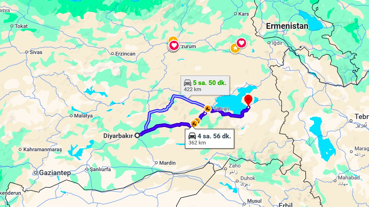 Diyarbakır ile Van Arası Kaç KM? Kaç Saat? Diyarbakır/Van Mesafe Bilgisi!