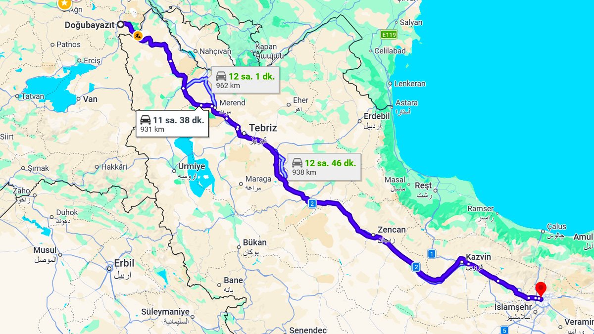 Doğubayazıt ile Tahran Arası Kaç KM? Kaç Saat? Doğubayazıt/Tahran Mesafe Bilgisi!