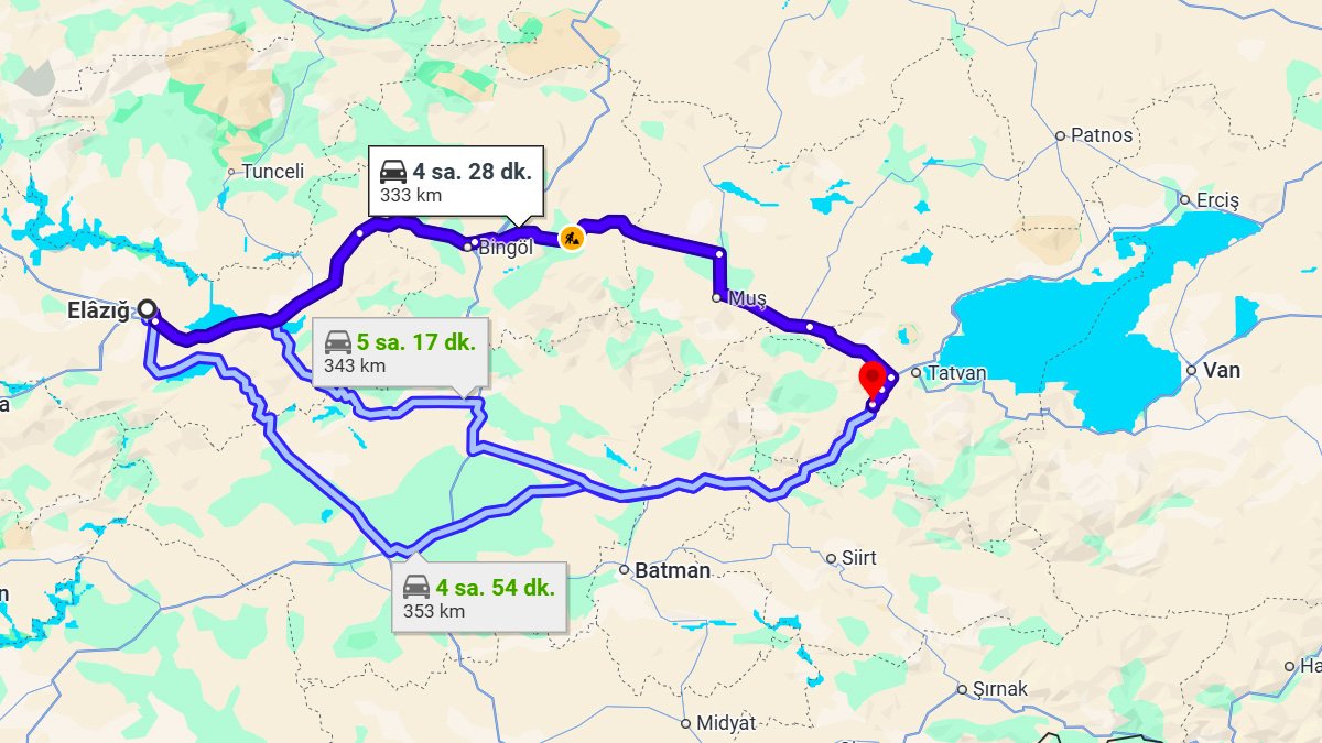 Elazığ ile Bitlis Arası Kaç KM? Kaç Saat? Elazığ/Bitlis Mesafe Bilgisi!