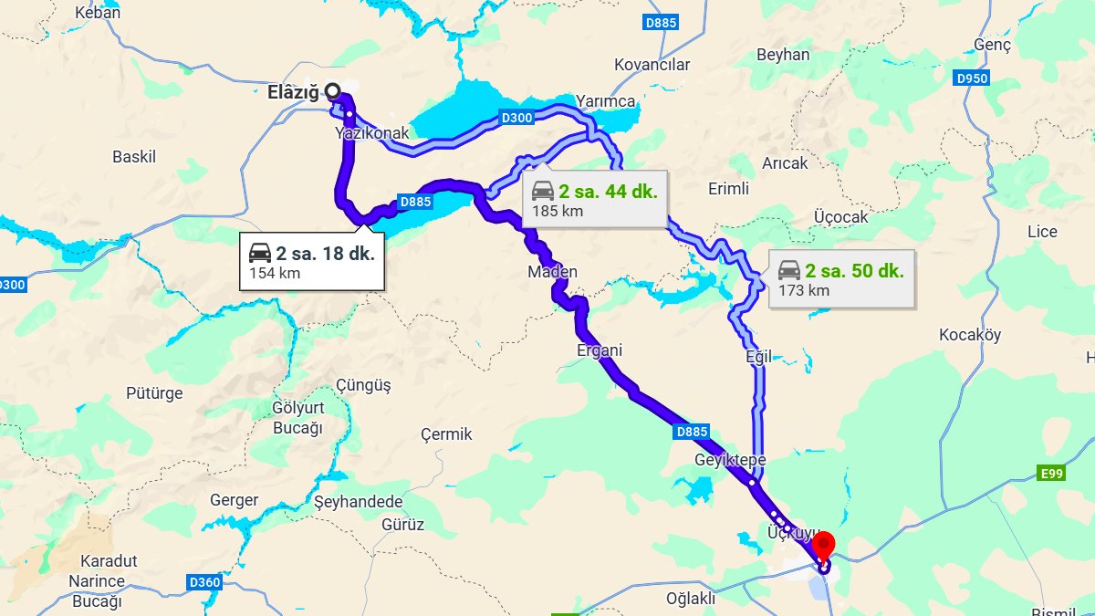 Elazığ ile Diyarbakır Arası Kaç KM? Kaç Saat? Elazığ/Diyarbakır Mesafe Bilgisi!