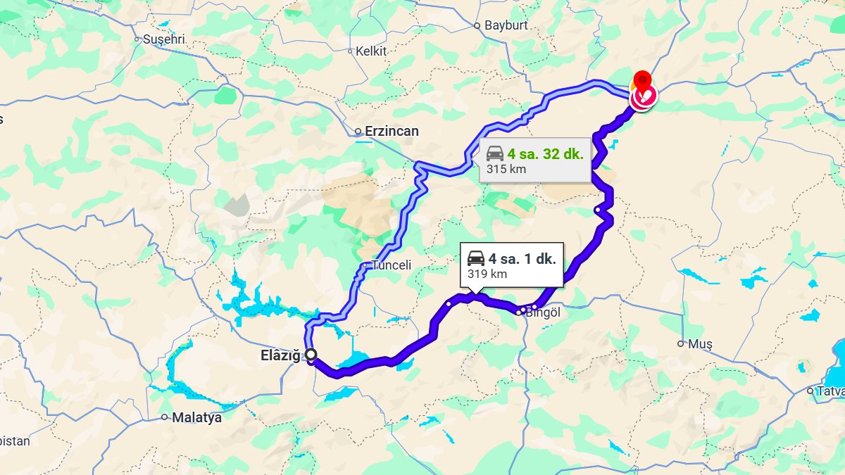 Elazığ ile Erzurum Arası Kaç Km? Kaç Saat? Elazığ/Erzurum Mesafe Bilgisi!