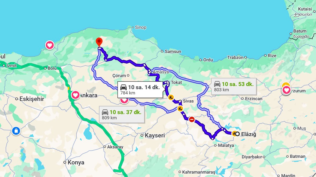 Elazığ ile Kastamonu Arası Kaç KM? Kaç Saat? Elazığ/Kastamonu Mesafe Bilgisi!