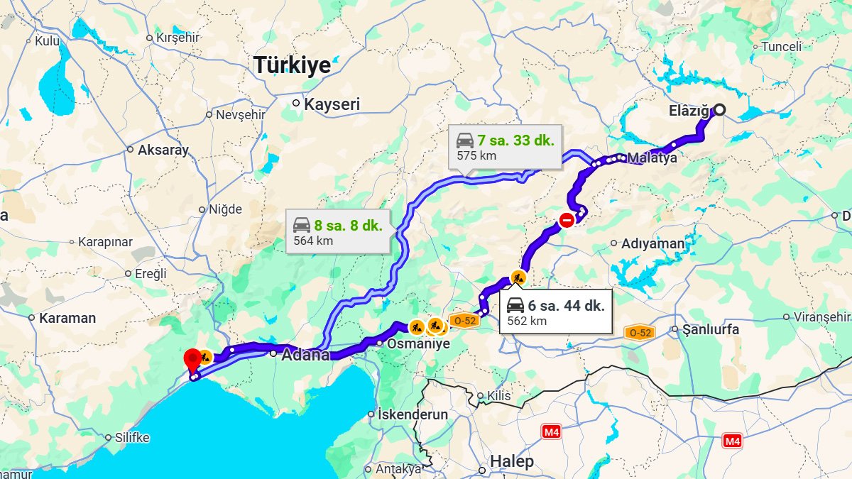 Elazığ ile Mersin Arası Kaç KM? Kaç Saat? Elazığ/Mersin Mesafe Bilgisi!