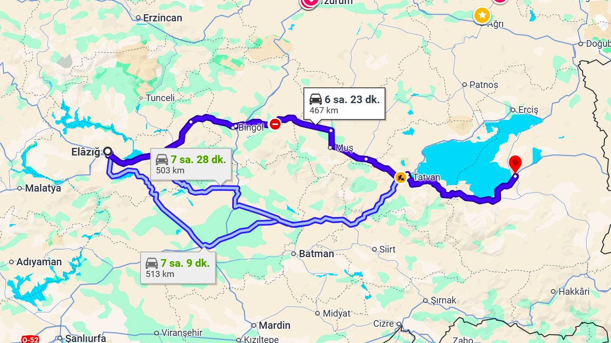 Elazığ ile Van Arası Kaç Km? Kaç Saat? Elazığ/Van Mesafe Bilgisi!
