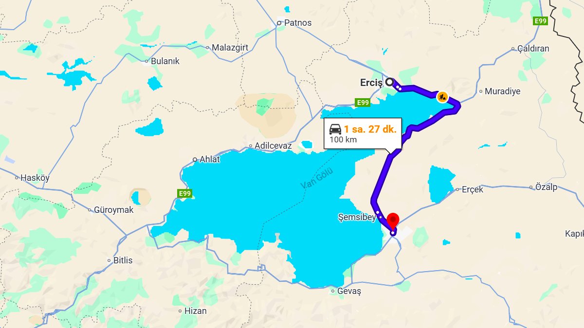 Erciş ile Van Arası Kaç Km? Kaç Saat? Erciş/Van Mesafe Bilgisi!