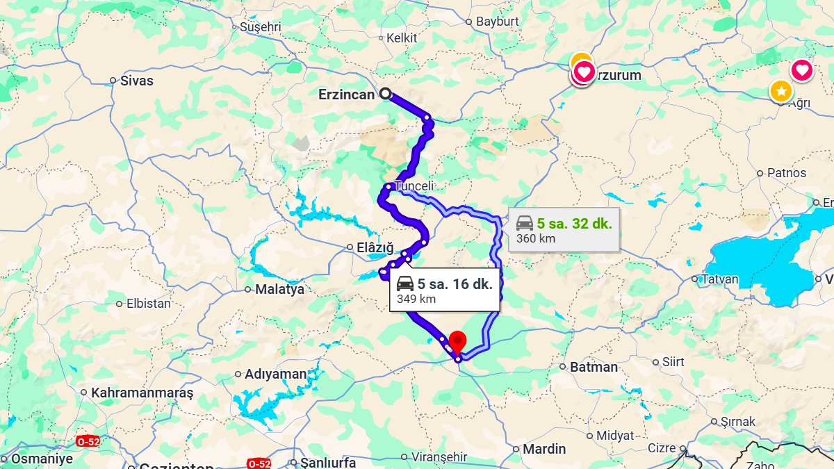 Erzincan ile Diyarbakır Arası Kaç Km? Kaç Saat? Erzincan/Diyarbakır Mesafe Bilgisi!