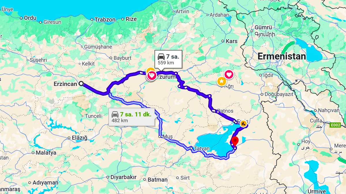 Erzincan ile Van Arası Kaç Km? Kaç Saat? Erzincan/Van Mesafe Bilgisi!