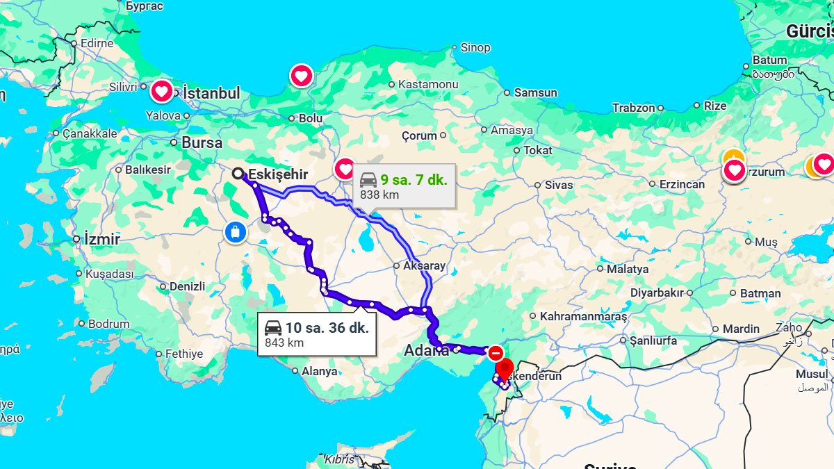 Eskişehir ile Hatay Arası Kaç Km? Kaç Saat? Eskişehir/Hatay Mesafe Bilgisi!