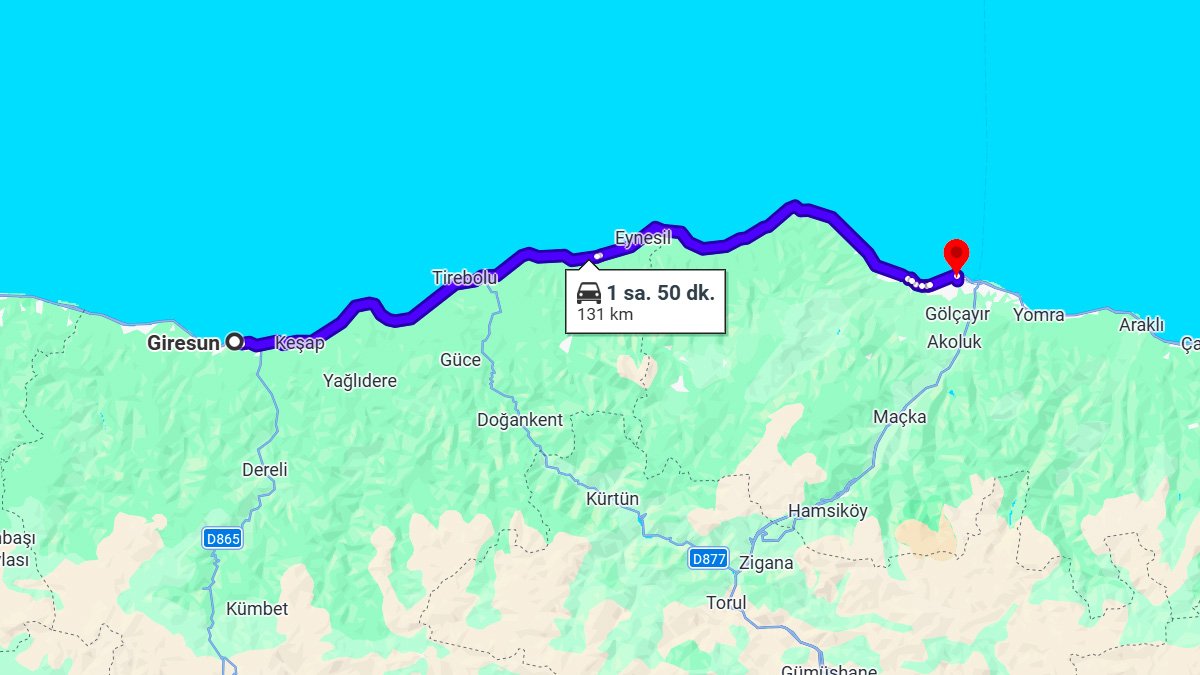 Giresun ile Trabzon Arası Kaç KM? Kaç Saat? Giresun/Trabzon Mesafe Bilgisi!