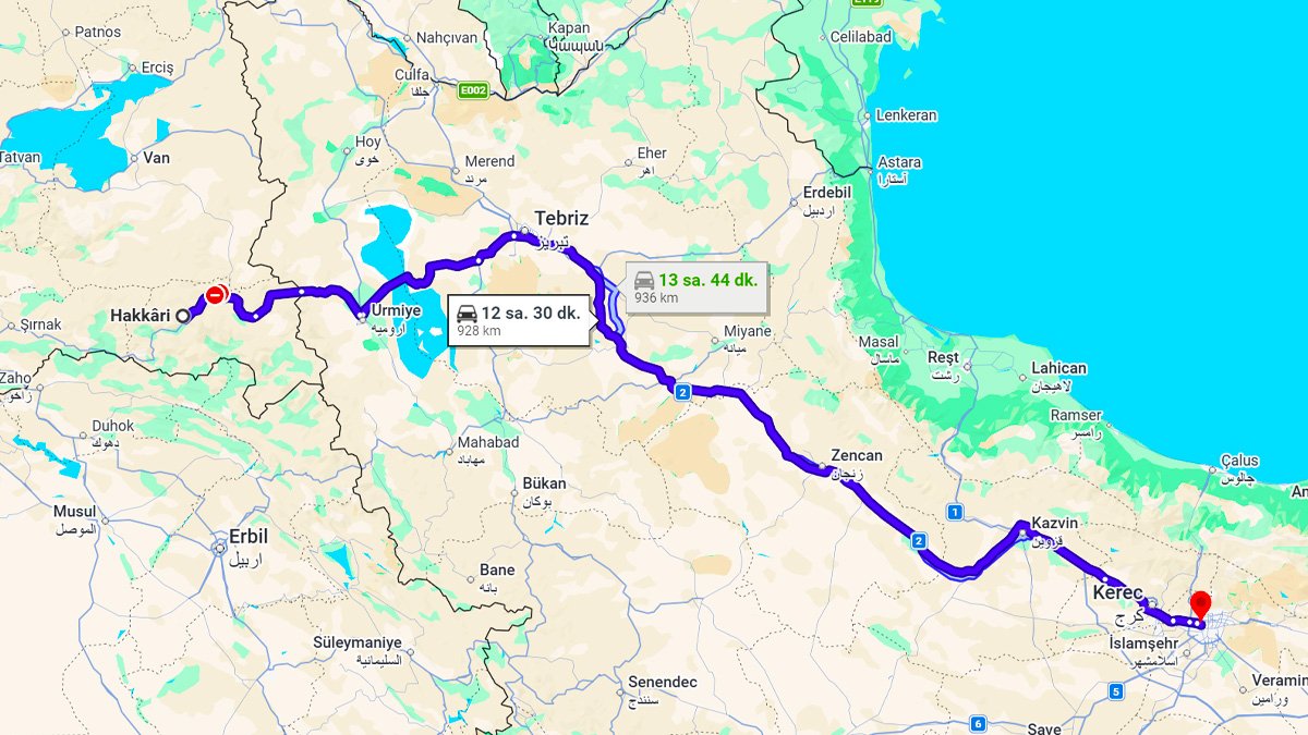 Hakkari ile Tahran Arası Kaç KM? Kaç Saat? Hakkâri/Tahran Mesafe Bilgisi!