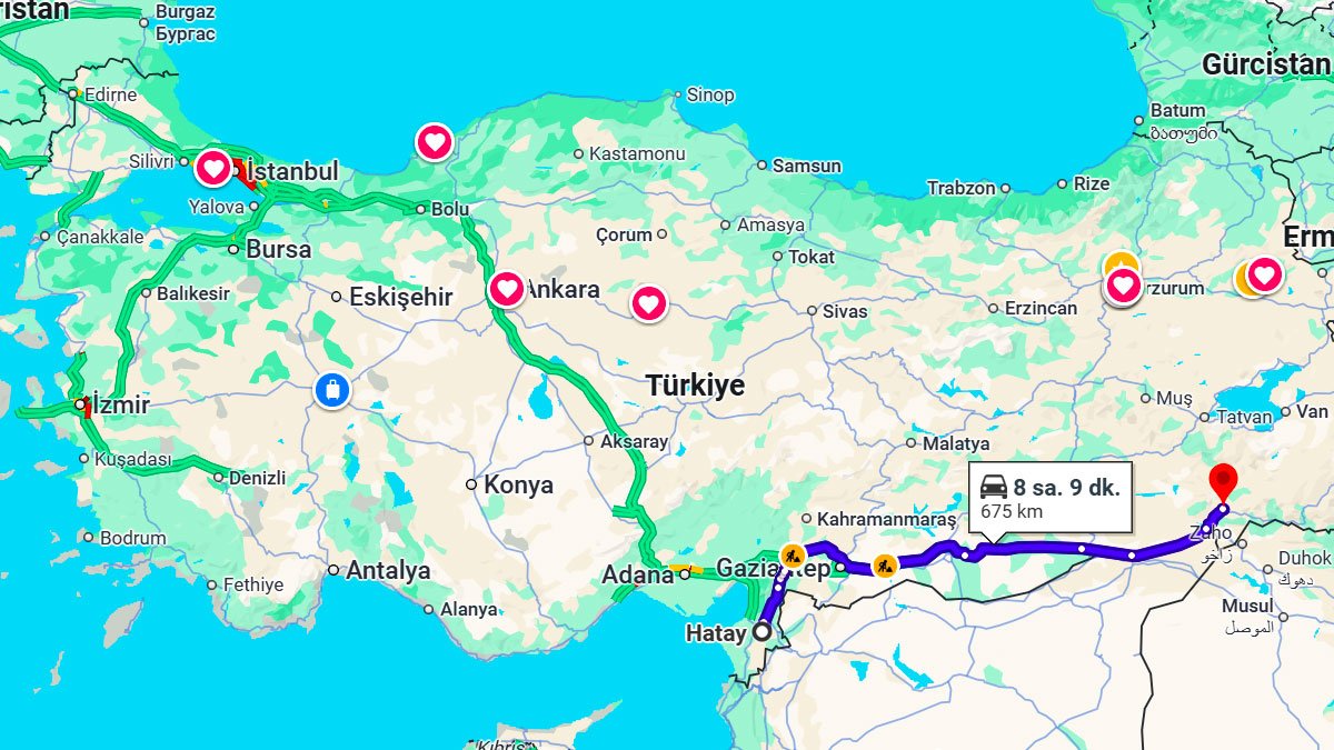 Hatay ile Şırnak Arası Kaç Km? Kaç Saat? Hatay/Şırnak Mesafe Bilgisi!