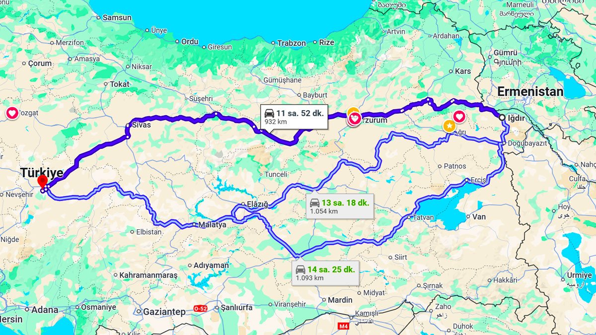Iğdır ile Kayseri Arası Kaç Km? Kaç Saat? Iğdır/Kayseri Mesafe Bilgisi!