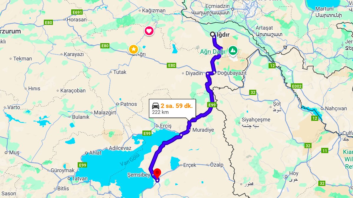 Iğdır ile Van Arası Kaç Km? Kaç Saat? Iğdır/Van Mesafe Bilgisi!