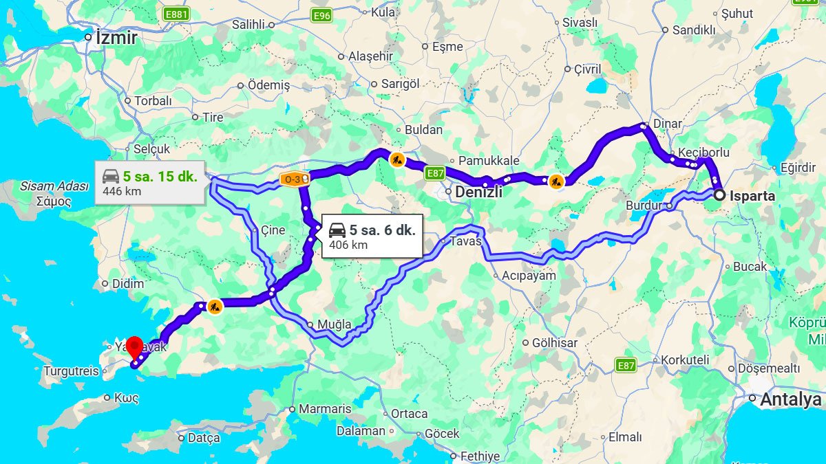 Isparta ile Bodrum Arası Kaç KM? Kaç Saat? Isparta/Bodrum Mesafe Bilgisi!