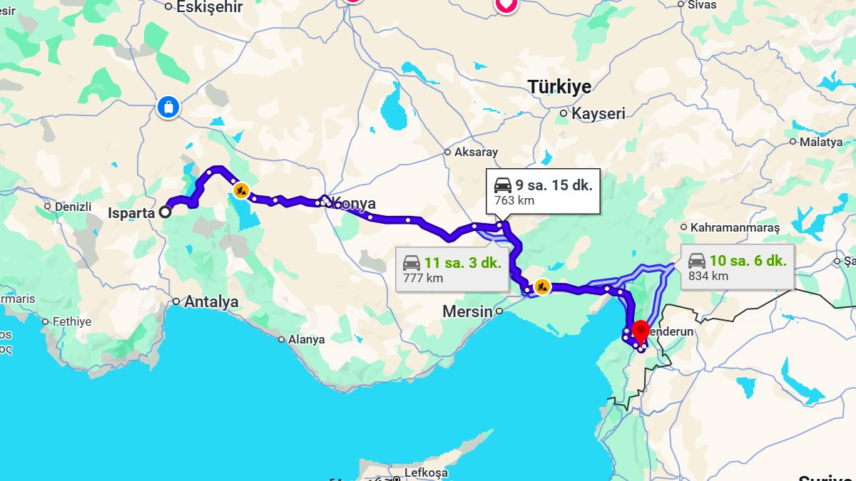 Isparta ile Hatay Arası Kaç KM? Kaç Saat? Isparta/Hatay Mesafe Bilgisi!