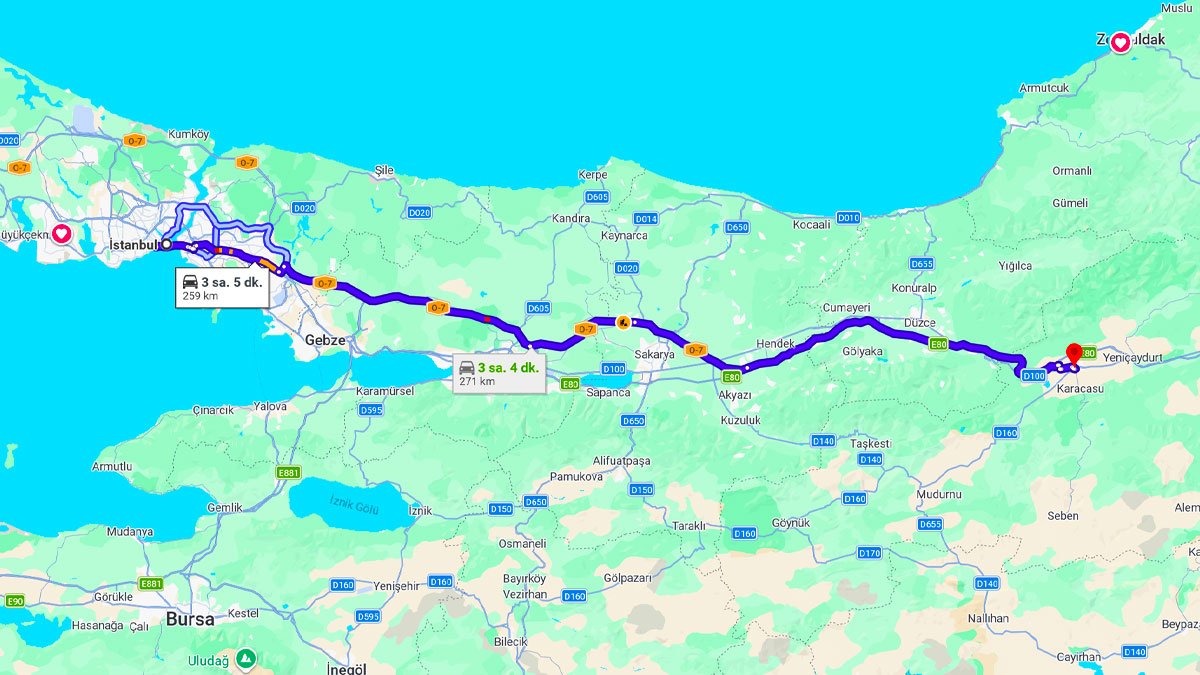 İstanbul ile Bolu Arası Kaç KM? Kaç Saat? İstanbul/Bolu Mesafe Bilgisi!