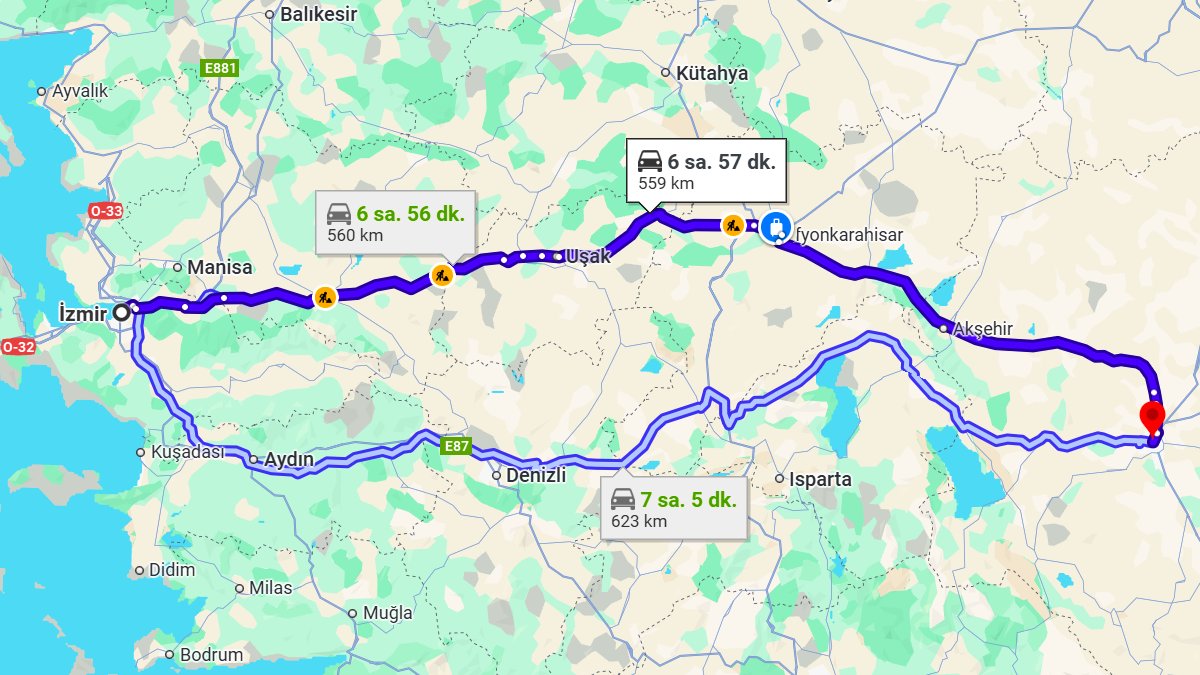 İzmir ile Konya Arası Kaç KM? Kaç Saat? İzmir/Konya Mesafe Bilgisi!