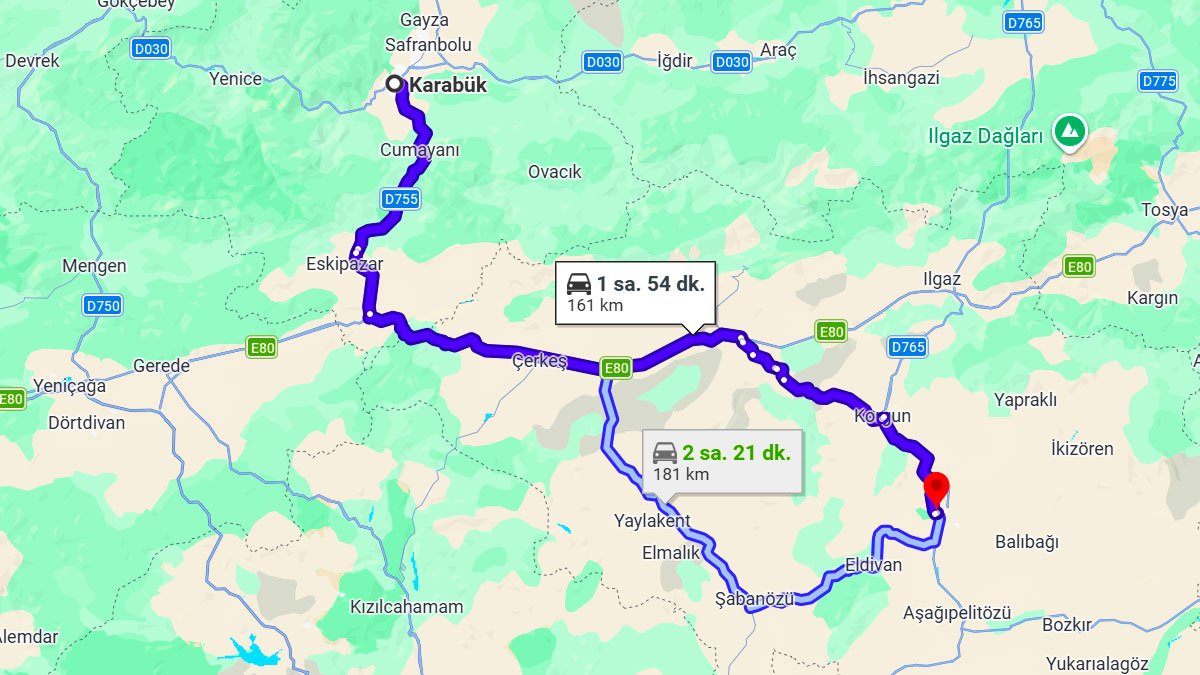 Karabük ile Çankırı Arası Kaç KM? Kaç Saat? Karabük/Çankırı Mesafe Bilgisi!