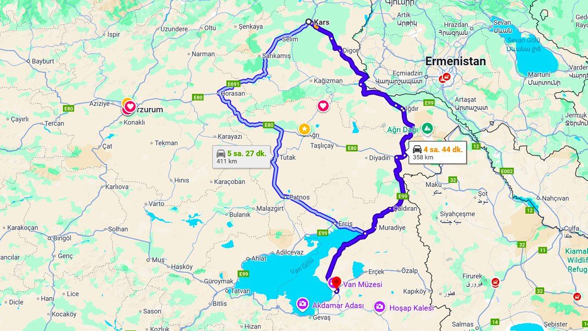 Kars ile Van Arası Kaç Km? Kaç Saat? Kars/Van Mesafe Bilgisi!