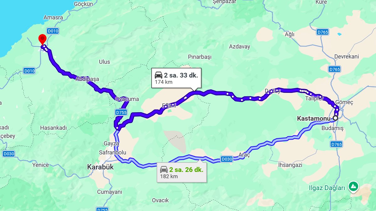 Kastamonu ile Bartın Arası Kaç KM? Kaç Saat? Kastamonu/Bartın Mesafe Bilgisi!