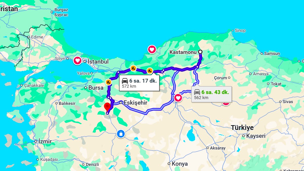 Kastamonu ile Kütahya Arası Kaç KM? Kaç Saat? Kastamonu/Kütahya Mesafe Bilgisi!