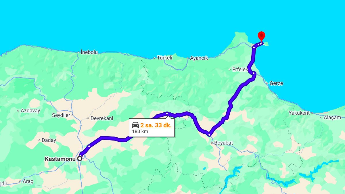 Kastamonu ile Sinop Arası Kaç Km? Kaç Saat? Kastamonu/Sinop Mesafe Bilgisi!