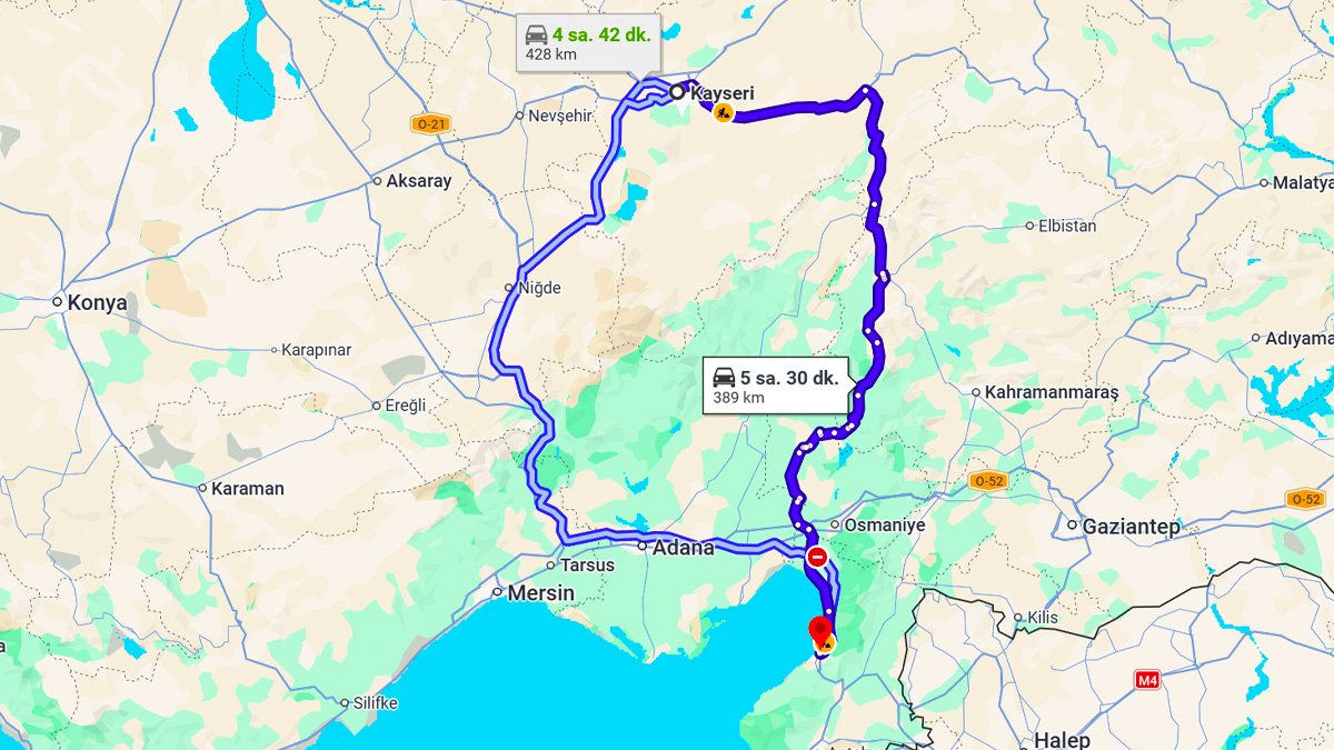 Kayseri ile İskenderun Arası Kaç KM? Kaç Saat? Kayseri/İskenderun Mesafe Bilgisi!