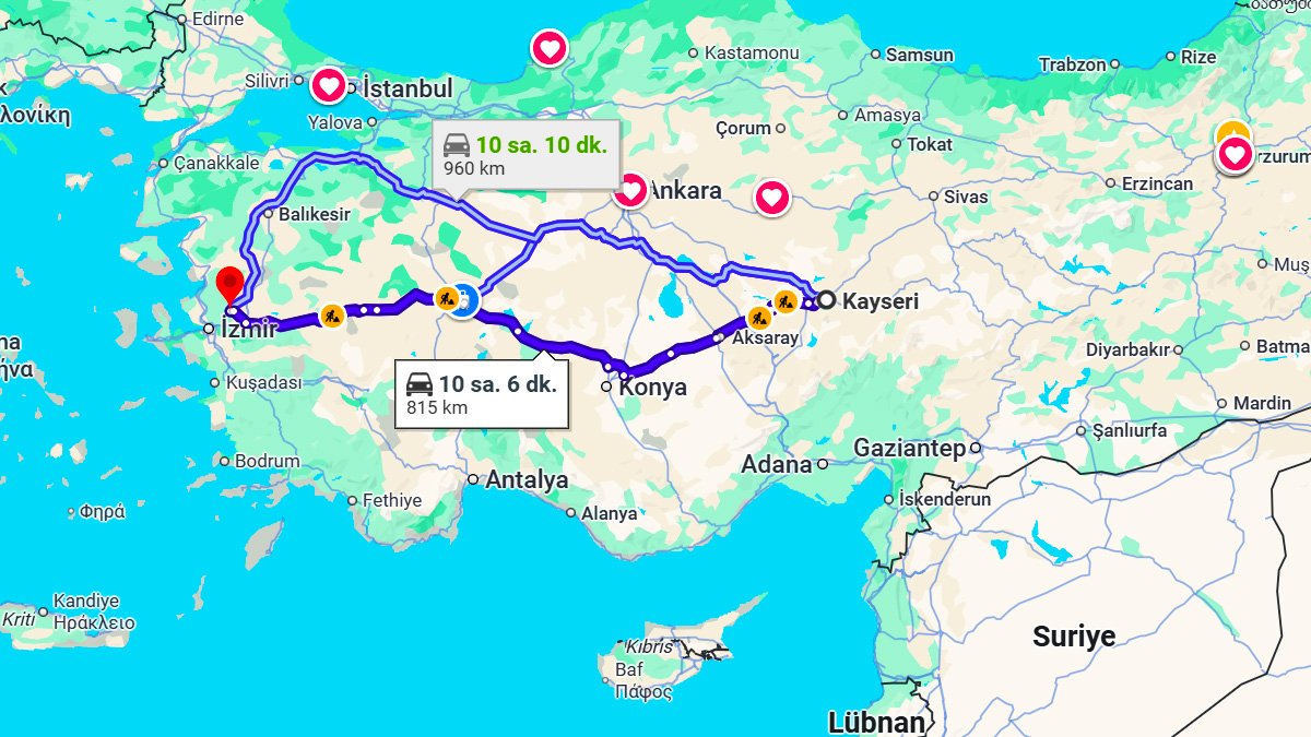 Kayseri ile Manisa Arası Kaç KM? Kaç Saat? Kayseri/Manisa Mesafe Bilgisi!