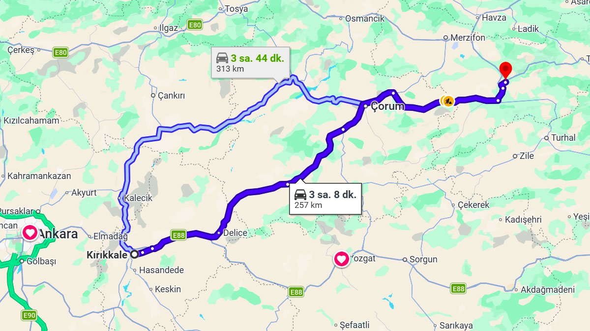 Kırıkkale ile Amasya Arası Kaç KM? Kaç Saat? Kırıkkale/Amasya Mesafe Bilgisi!