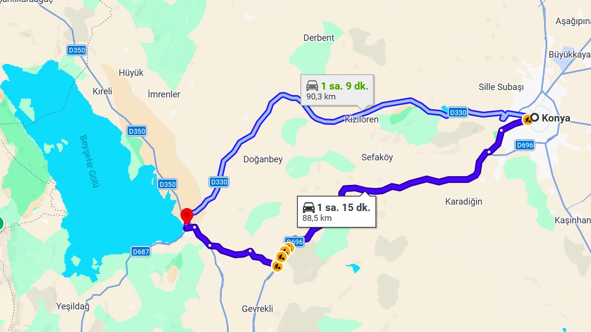 Konya ile Beyşehir Arası Kaç KM? Kaç Saat? Konya/Beyşehir Mesafe Bilgisi!