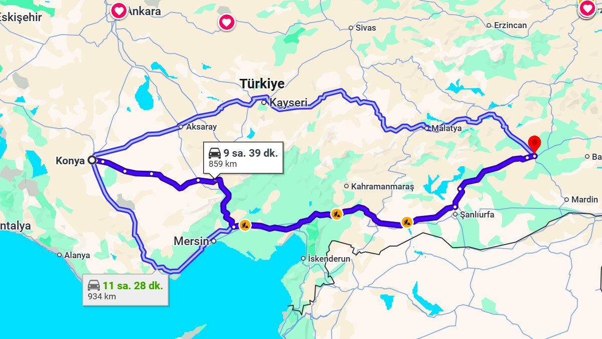 Konya ile Diyarbakır Arası Kaç KM? Kaç Saat? Konya/Diyarbakır Mesafe Bilgisi!