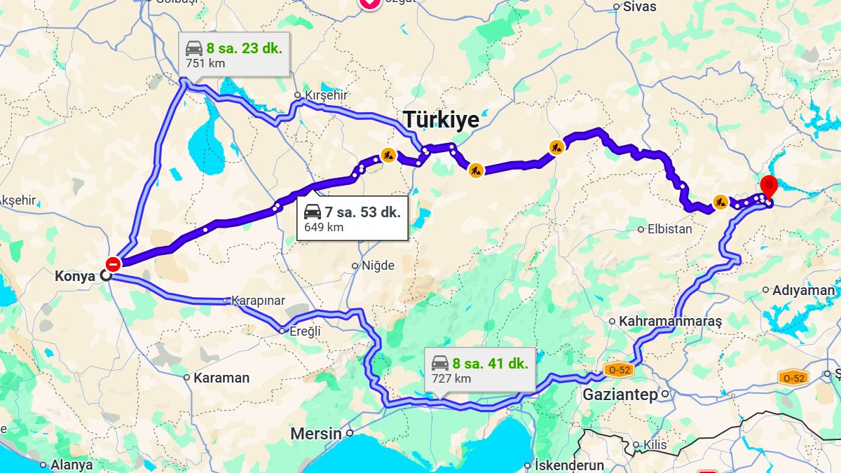 Konya ile Malatya Arası Kaç KM? Kaç Saat? Konya/Malatya Mesafe Bilgisi!