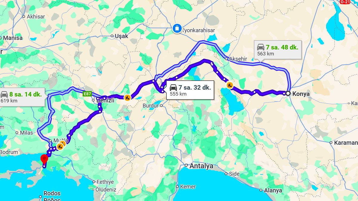 Konya ile Marmaris Arası Kaç Km? Kaç Saat? Konya/Marmaris Mesafe Bilgisi!