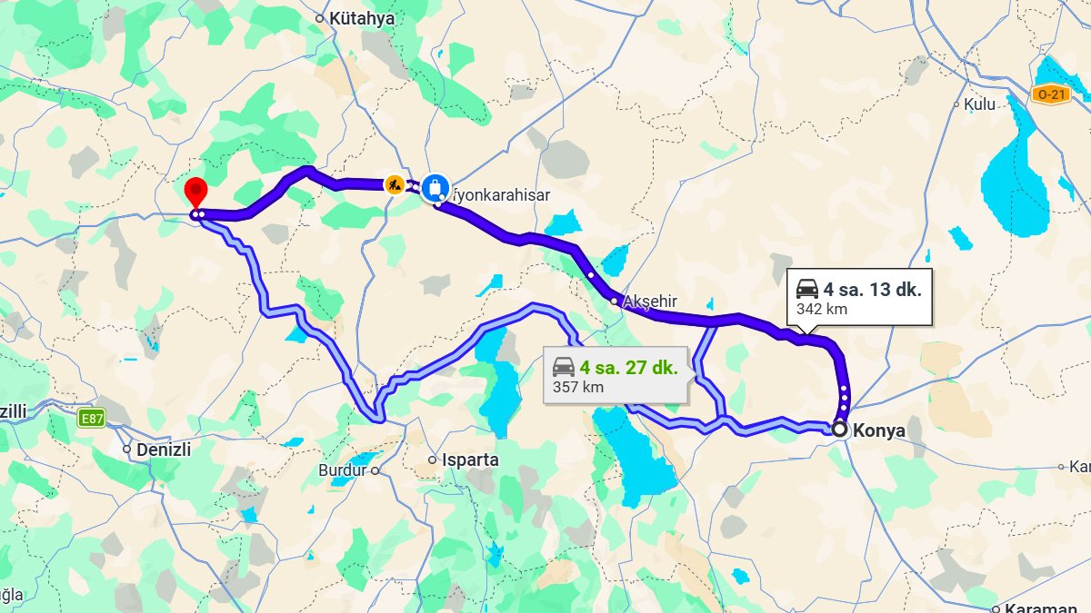 Konya ile Uşak Arası Kaç KM? Kaç Saat? Konya/Uşak Mesafe Bilgisi!