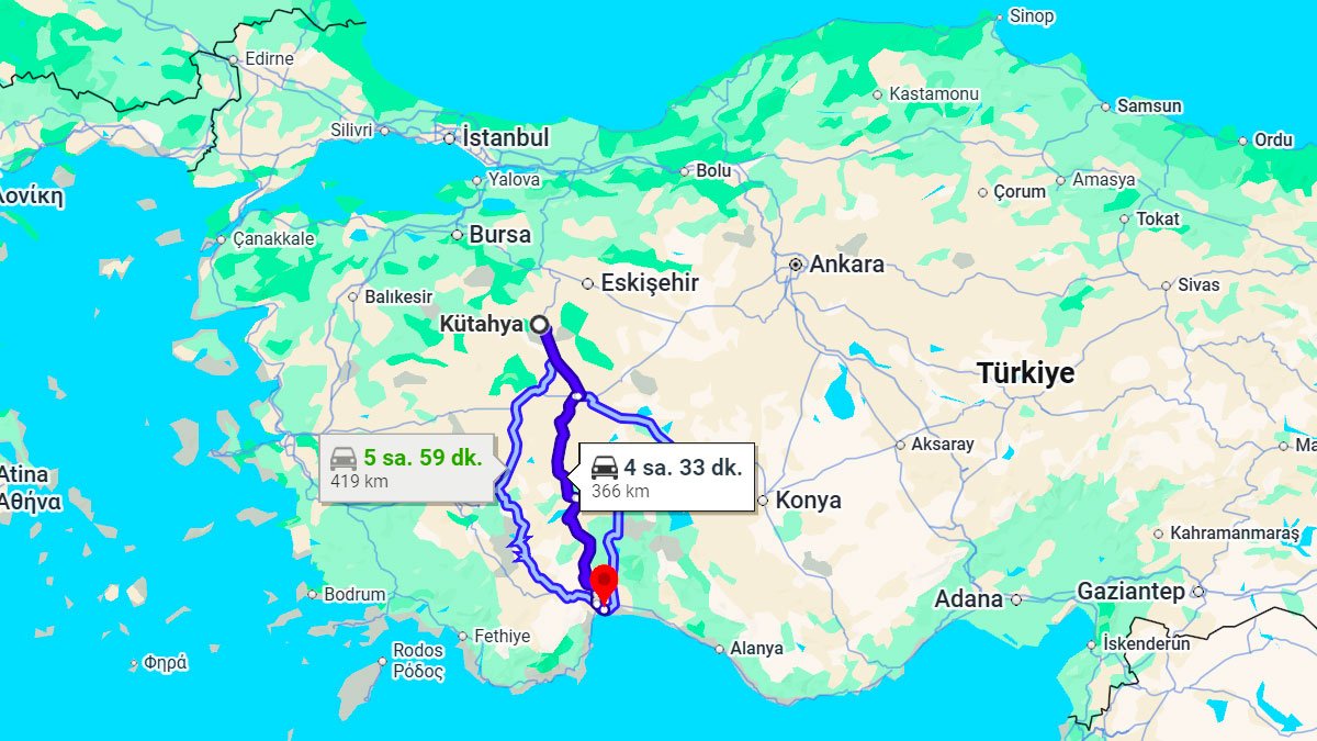 Kütahya ile Antalya Arası Kaç Km? Kaç Saat? Kütahya/Antalya Mesafe Bilgisi!
