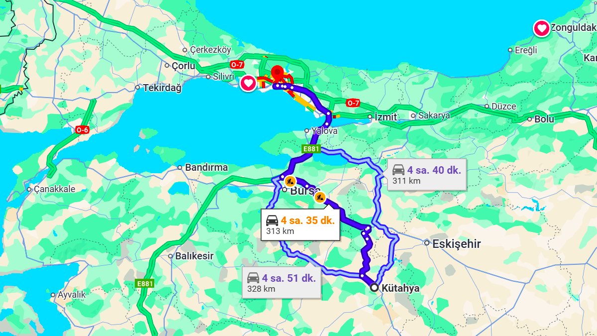 Kütahya ile İstanbul Arası Kaç KM? Kaç Saat? Kütahya/İstanbul Mesafe Bilgisi!