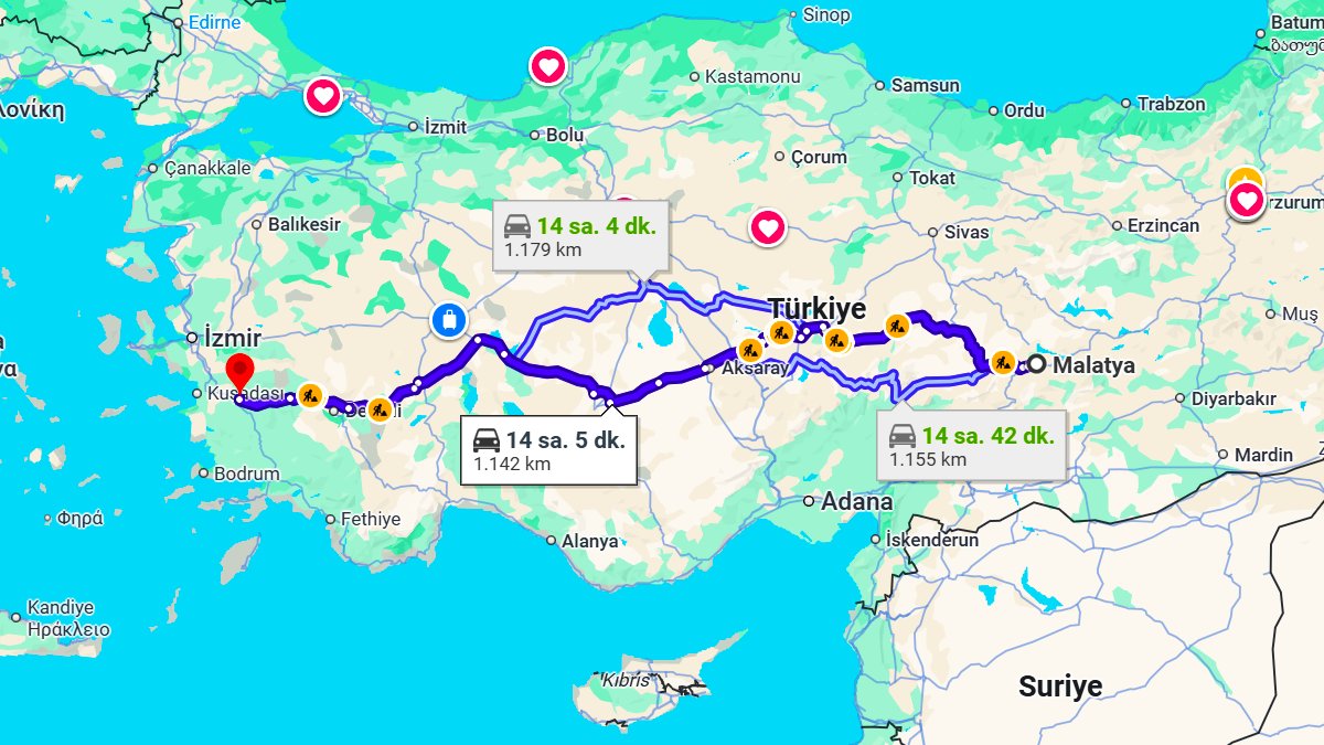 Malatya ile Aydın Arası Kaç Km? Kaç Saat? Malatya/Aydın Mesafe Bilgisi!