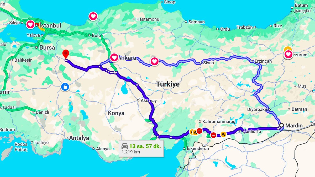Mardin ile Eskişehir Arası Kaç KM? Kaç Saat? Mardin/Eskişehir Mesafe Bilgisi!