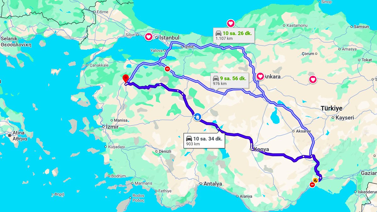 Mersin ile Balıkesir Arası Kaç KM? Kaç Saat? Mersin/Balıkesir Mesafe Bilgisi!