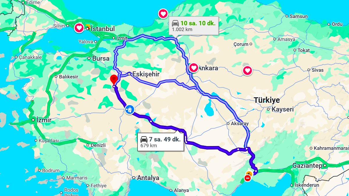 Mersin ile Kütahya Arası Kaç KM? Kaç Saat? Mersin/Kütahya Mesafe Bilgisi!