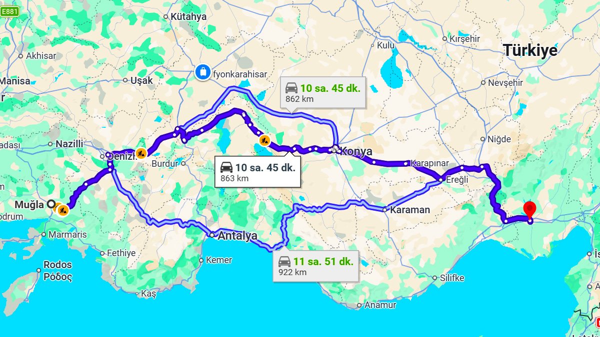 Muğla ile Adana Arası Kaç KM? Kaç Saat? Muğla / Adana Mesafe Bilgisi!
