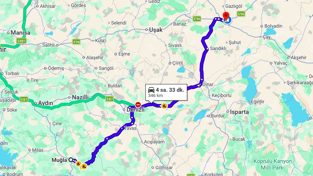 Muğla ile Afyonkarahisar Arası Kaç KM? Kaç Saat? Muğla/Afyonkarahisar Mesafe Bilgisi!